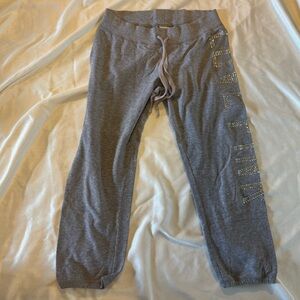 Victoria’s Secret PINK Gray Rhinestone Jogger Pants – Size S 💎